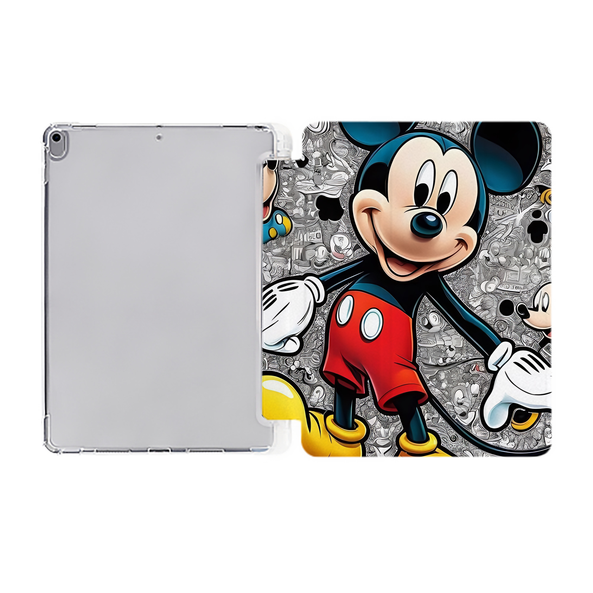 （画像用） ミッキーマウス Mickey Mouse IPad ケース ペン収納付き 三つ折りスタンド PUレザー×シリコン 対応機種9.5/10.5/10.9インチ